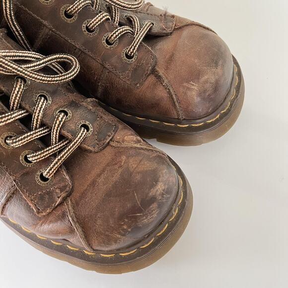 Dr. Martens Shoes Mens Size 10 Brown Leather Lug Sole Oxford Work AirWair 11339 - Picture 7 of 11